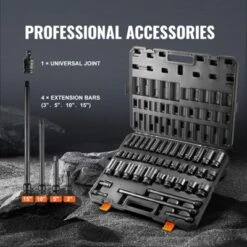 VEVOR 1/2" Drive Impact Socket Set, 43 Piece Deep & Shallow Socket Set SAE 3/8" To 1-1/2", 6 Point Cr-Mo Alloy Steel For Auto Repair, BLACK -Vevor GUEST c0c5c7d5 9155 4808 ac3b 4721beef273d