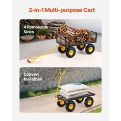 VEVOR 500 Lbs Steel Garden Cart, Heavy Duty Garden Wagon Cart Pullable On Wheels, Metal Yard Utility Wagon Carts With 10" All Terrain Tires, Black -Vevor GUEST c1189202 cadb 4d6c b773 255988259d47