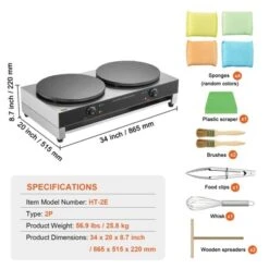 VEVOR Electric Crepe Maker, 16-Inch Double Head Commercial Crepe Machine, 3400W Flat Plate Crepe Griddle, Nonstick Stainless Steel Pancake Making -Vevor GUEST c15cf9d6 89af 4a14 add9 a5aa6020425c