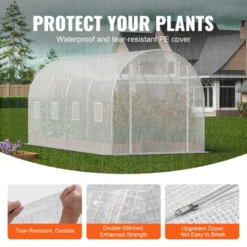 VEVOR Walk-in Tunnel Greenhouse, 14.6x6.4x6.3 Ft Hoop House Greenhouse Tunnel With Galvanized Steel Frame, White PE Cover, 8 Windows -Vevor GUEST c16cb17e fff9 4b61 9c5e 4f366c86cbb8