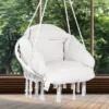 VEVOR Hanging Hammock Swing Chair, Macramé Hanging Chair With Cushion And Mounting Hardware, Cotton Rope Swing Chair, 264 Lbs Capacity, White