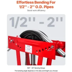 VEVOR Hydraulic Pipe Bender, 12 Ton Manual Copper Exhaust Pipe Bending Machine With 6 Dies (1/2" - 2") And 90 - 180° Adjustable Rollers, Red 10 VEVOR Hydraulic Pipe Bender, 12 Ton Manual Copper Exhaust Pipe Bending Machine With 6 Dies (1/2" - 2") And 90 - 180° Adjustable Rollers, Red -Vevor GUEST c1b56943 7e48 49c9 82c6 6f5ba768e910
