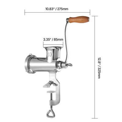 VEVOR Manual Meat Grinder, 304 Stainless Steel Hand Meat Grinder With Steel Table Clamp, Meat Mincer Sausage Maker, Silver 7 VEVOR Manual Meat Grinder, 304 Stainless Steel Hand Meat Grinder With Steel Table Clamp, Meat Mincer Sausage Maker, Silver - Image 7