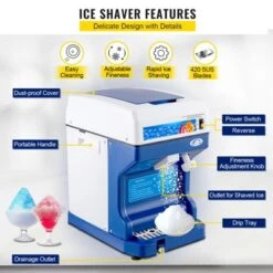 VEVOR 110V Electric Shaved Ice Machine 250W Snow Cone Maker Tabletop With Adjustable Ice Texture, Ice Shaving Machine 265LBs/hr, Blue -Vevor GUEST c21ed4d2 7739 4d9d 8b12 91764e05b2ae