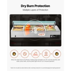 VEVOR Commercial Food Warmer, 1700W Electric Stainless Steel Steam Food Warmer With Glass Cover, 12-Pan Countertop Buffet Bain Marie, Silver -Vevor GUEST c2565d3c 0eec 4715 9907 2b681afb710e