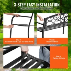 VEVOR Outdoor Bench, 50 Inches Metal Garden Bench For Outdoors, 550 Lbs Load Capacity Bench, Outdoor Garden Park Bench With Backrest And Armrests -Vevor GUEST c27f08ea f73c 4be6 8297 9af0946f5c63