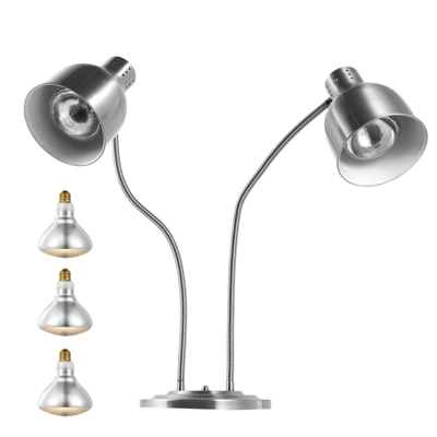 VEVOR Food Heat Lamp, 500W Electric Commercial Food Warmer Light, 2-Head Stainless Steel French Fry Heating Lamp With 3 Bulbs, Silver 8 VEVOR Food Heat Lamp, 500W Electric Commercial Food Warmer Light, 2-Head Stainless Steel French Fry Heating Lamp With 3 Bulbs, Silver - Image 8