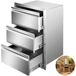 VEVOR Outdoor Kitchen Drawers 14.7" W X 25.4" H X 18.7" D, Box Frame Style Flush Mount BBQ Drawers With Stainless Steel Handle, Silver -Vevor GUEST c3372e80 1d61 4459 b641 b636df7aae8e