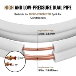VEVOR 50FT Mini Split Line Set, 3/8" & 5/8" O.D Copper Pipes Tubing And Triple-Layer Insulation, For Mini Split Air Conditioning Refrigerant, White -Vevor GUEST c39cdbf6 3a29 4c66 8da0 3bd0ab92f18a