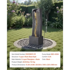 VEVOR Outdoor Water Fountain, 38.58 In Height Fountain And Waterfall,1-Tier Floor Standing Rock Base Style Fountains With With Light And Pump, Black 14 VEVOR Outdoor Water Fountain, 38.58 In Height Fountain And Waterfall,1-Tier Floor Standing Rock Base Style Fountains With With Light And Pump, Black -Vevor GUEST c3e9ada8 a380 41f1 bbb3 789060011bc5