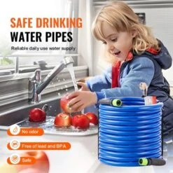 VEVOR 100ft Heated Water Hose For RV, Heated Drinking Water Hose Antifreeze To -45°F, Automatic Self-regulating,5/8" I.D. With 3/4" GHT Adapter,Blue -Vevor GUEST c43bbc9c eafc 48d5 8057 f9c9e189cdae