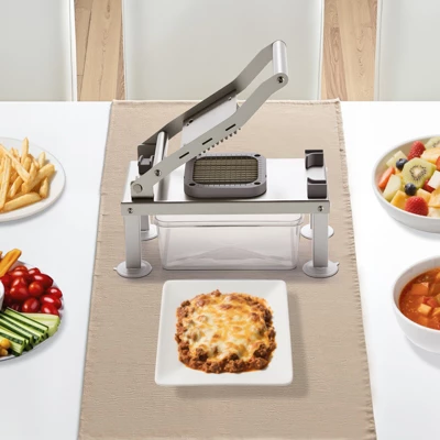 VEVOR Vegetable Chopper Mandoline Slicer, All-in-1 Food Veggie Cutter With 8 Stainless Steel Blades, Cheese Grater Onion Potato Salad Dicer, Silver 1 VEVOR Vegetable Chopper Mandoline Slicer, All-in-1 Food Veggie Cutter With 8 Stainless Steel Blades, Cheese Grater Onion Potato Salad Dicer, Silver