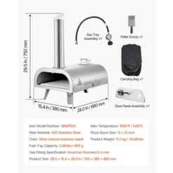 VEVOR Dual Fuel Pizza Oven Outdoor, 12 Inch Wood Fire & Propane Gas Pizza Oven, Pellet & Propane Pizza-Maker With Thermometer, Silver -Vevor GUEST c4b0c4fd 3b7c 420c a36c d8bddb260b0d