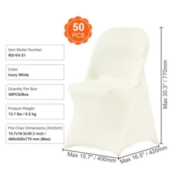 VEVOR Stretch Spandex Folding Chair Covers, Universal Fitted Chair Cover, Removable Washable Protective Slipcovers, (50PCS Ivory White) -Vevor GUEST c4d4873f 4faf 4b70 ad2e da66c6b25ff8