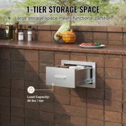 VEVOR 14x8.5Inch Outdoor Kitchen Drawers Stainless Steel, Flush Mount Double Drawers,14W X 8.5H X 23D Inch,with Stainless Steel Handle,Silver -Vevor GUEST c56136c7 509f 4a49 a9ff 1ccbcfc8db6d