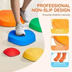 VEVOR Balance Stepping Stones For Kids, 5 PCS, Up To 220 Lbs, Non-Slip Toddlers Sensory Stepping Stones, Toys For Children Aged 3 4 5 6 7 8+ -Vevor GUEST c578ce03 6052 46e4 be95 e0985a4ba589