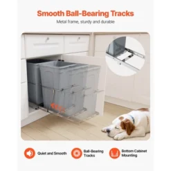 VEVOR Pullout Trash Can For Kitchen Cabinets, 27QTx2 Double Under Sink Garbage Waste Recycling Bin, Under Mount Waste Container, Gray -Vevor GUEST c5efc477 20a4 4bc4 88ca 810d49767bd6