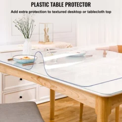 VEVOR Plastic Table Cover, 42"x96"x0.08", Transparent PVC Table Protector, Rectangle Clear Desk Mat, Water Oil Proof Table Cover, Transparent -Vevor GUEST c6637604 61cd 44ad be47 372549c38c68 3