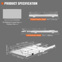 VEVOR 12"W X 17"D Pull Out Cabinet Organizer, Heavy Duty Slide Out Pantry Shelves, Chrome-Plated Steel Roll Out Drawers, Sliding Drawer Storage -Vevor GUEST c66d69d6 2fb8 4176 9aef a555f1fbd354