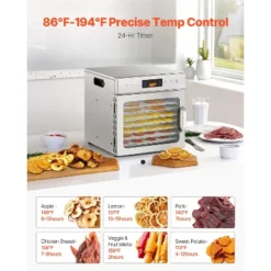 VEVOR Food Dehydrator Machine, 8 Stainless Steel Trays, 400W Electric Food Dryer With Adjustable Temperature & 24-Hour Timer, Freeze Dryer, Silver -Vevor GUEST c6927775 df74 445a 90f9 d6bf2d5ffb1f