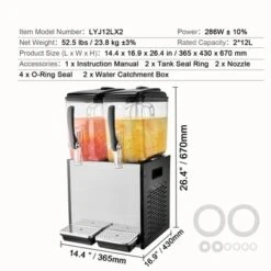 VEVOR Commercial Beverage Dispenser, 2 Tanks 12 L / 12.7 QT Per Tank Juice Dispenser, 286W Stainless Steel Ice Tea Drink Machine -Vevor GUEST c6dc4b00 54f3 49dd b5c0 9f31abbafffa
