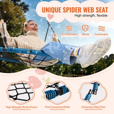 VEVOR Spider Web Saucer Swing, 40 Inch Round Swings For Kids Outdoor, 750lbs Weight Capacity Saucer Tree Swing, Stable Woven Rope Swing Seat 3 VEVOR Spider Web Saucer Swing, 40 Inch Round Swings For Kids Outdoor, 750lbs Weight Capacity Saucer Tree Swing, Stable Woven Rope Swing Seat - Image 3