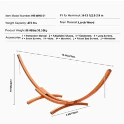VEVOR Wooden Hammock Stand, 475 Lbs Capacity Universal 2 Person Hammock Frame Fits 9-13 Ft Hammocks, Larch Wood Arc Adjustable Stand For Hammock -Vevor GUEST c7514c7d dfa2 410b 8547 dbf9b0d6f1d3