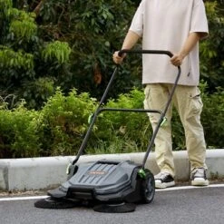 VEVOR Walk-behind Hand Push Floor Sweeper, 25.6" Sweeping Width Floor Sweeper Manual Non-Electric