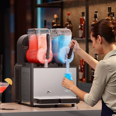 VEVOR Commercial Slushy Machine, 4Lx2 Double Tank Frozen Drink Machine, 32 Cups Stainless Steel Margarita Smoothie Frozen Drink Maker, Black 1 VEVOR Commercial Slushy Machine, 4Lx2 Double Tank Frozen Drink Machine, 32 Cups Stainless Steel Margarita Smoothie Frozen Drink Maker, Black