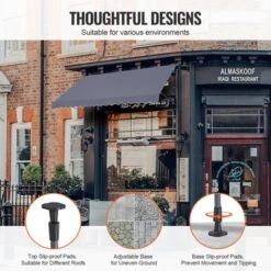 VEVOR 157 X 47" Patio Awning Retractable, Awning Sunshade Shelter With Manual Crank Handle, Adjustable Height From 86 To 122 In, Dark Gray -Vevor GUEST c7db535c 3171 4f16 9813 184142131544