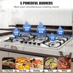 VEVOR 30-inch Gas Cooktop, 5 Burners Built-in Gas Stove Top, Max 12250BTU NG/LPG Convertible Stainless Steel Natural Gas Hob -Vevor GUEST c825767c 9574 4205 9232 9142d5e7dc29