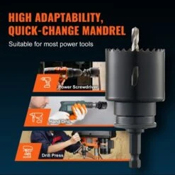 VEVOR Hole Saw Kit, 18 PCS Saw Blades, 6 Drill Bits, 1 Hex Wrench, General Purpose Size From 3/4" To 4-1/2", Bi Metal M42 Hole Saw Set, Black -Vevor GUEST c8f140a2 965f 44b1 948b 3f51dc14ff67