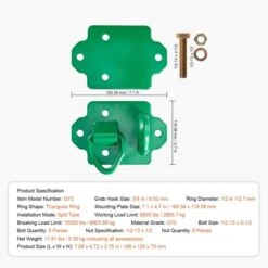 VEVOR 3/8" Tractor Bucket Hooks With Tie Down Ring, Grade 70 Forged Steel 2 Pack Bolt-On Grab Hook With Back Plates, Green -Vevor GUEST c90b8383 9c8f 4847 bfce 332c9262656b