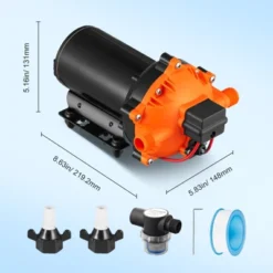 VEVOR Water Diaphragm Pump, 12V DC, 216W,5.5 GPM Flow, 70 PSI Rated Pressure (40-100 PSI Adjustable), 1/2" MNPT Self Priming Sprayer Pump, Orange -Vevor GUEST c9bf6967 d76f 4a1b ab32 35251448af39
