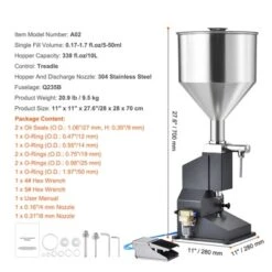 VEVOR Pneumatic Paste Liquid Filling Machine, 5-50ml Bottle Filler, Bottle Filling Machine, Stainless Steel Liquid Filler With Pedal, Silver -Vevor GUEST ca056a58 9cd1 46e8 a552 2cb0f503ee88