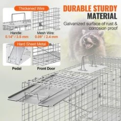 VEVOR Live Animal Cage Trap, 31" X 10" X 12" Humane Cat Trap Galvanized Iron, Folding Animal Trap With Handle For Rabbits, Stray Cats, Squirrels -Vevor GUEST ca288460 59e7 4705 9296 994efcc02063