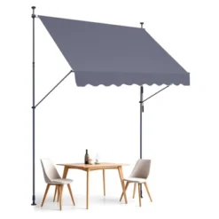 VEVOR 98 X 47" Patio Awning Retractable, Awning Sunshade Shelter With Manual Crank Handle, Adjustable Height From 86 To 122 In, Dark Gray -Vevor GUEST ca5ddc2c 2fc0 4947 9c98 d7649ad3d50e