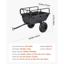 VEVOR Garden Utility Trailer, 10 Cu. Ft 500lbs, ATV UTV Hauling Trailer, Tow Behind Poly Dump Cart With 16" Tires, Hand Pull Or Foot Pedal, Black -Vevor GUEST caf1d33d 4f6d 4b4b 900d 2e3a50589139