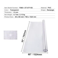 VEVOR Plastic Table Cover, 30 X 60 Inch 1.5 Mm Thick Clear Table Protector, Rectangle PVC Desk Mat, Waterproof & Easy Cleaning Desk Pad, Transparent -Vevor GUEST cb58539a 7614 4869 9b6b 616f2414191b
