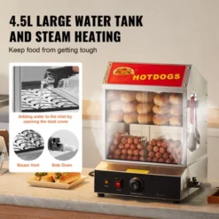VEVOR Hot Dog Steamer, 28.5QT, 2-Tier Hot Dog Hut Steamer, 86℉~185℉ Temperature Control, Electric Bun Warmer With Tempered Glass Slide Doors -Vevor GUEST cc0f7123 a2cb 4662 a76e 3587bff1996a