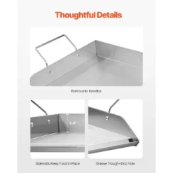 VEVOR Stainless Steel Griddle, 32x16 Inch Universal Flat Top Rectangular Plate, Gas Grill Griddle For BBQ Grill, Teppanyaki, Silver -Vevor GUEST cc366d02 8c87 4668 96f6 f79acceb6404