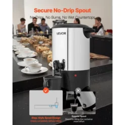 VEVOR Commercial Coffee Urn, 30 Cup 4.5 L Hot Beverage Dispenser With Dripless Faucet, Quick-Brewing Commercial Coffee Maker, Silver -Vevor GUEST cc9172b3 e5c5 436b b0be 3fa63283c861