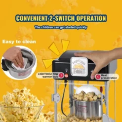 VEVOR Popcorn Maker, 300W Popcorn Popper Machine, 2.5 Oz Kettle Makes 4 QT Per Batch, Tabletop Popcorn Maker With PP Door, Includes 2 Scoops, Black -Vevor GUEST cccbcbb1 5ca3 4922 a125 4e54c2714e92