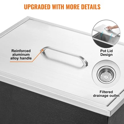 VEVOR Drop In Ice Chest, 22"L X 17"W X 12"H Stainless Steel Ice Cooler, Commercial Ice Bin With Cover, 40 Qt Outdoor Kitchen Ice Bar 5 VEVOR Drop In Ice Chest, 22"L X 17"W X 12"H Stainless Steel Ice Cooler, Commercial Ice Bin With Cover, 40 Qt Outdoor Kitchen Ice Bar - Image 5