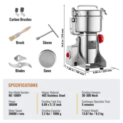 VEVOR 1000g Electric Grain Mill Grinder, High Speed 3000W Commercial Spice Grinders, Stainless Steel Pulverizer Powder Machine -Vevor GUEST cd0fafca 130d 4313 9770 988c30b2d656