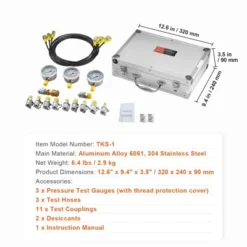 VEVOR Hydraulic Pressure Test Kit, 250/400/600bar, 3 Gauges 11 Test Couplings 3 Test Hoses, Excavator Hydraulic Test Gauge Set, Silver -Vevor GUEST cd578e6a 955e 4c0a 8df3 838f251ee47a