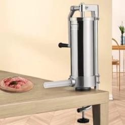 VEVOR Sausage Stuffer, 5LBS/3L Capacity, 304 Stainless Steel Vertical Sausage Stuffer, Sausage Filling Machine With 3 Stuffing Tubes, Silver