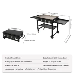 VEVOR Commercial Griddle On Cart, 36" Heavy Duty Manual Flat Top Griddle, Outdoor Cooking Station With Side Shelves, Steel Natural Gas Griddle -Vevor GUEST cda681ec c80f 49e2 94a4 b3ac232fec6a