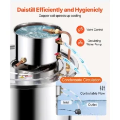 VEVOR Alcohol Still, 13.2 Gal / 50 L Stainless Steel Water Alcohol Distiller With Copper Coil, Home Brewing Refining Fermentation Kit, Silver 12 VEVOR Alcohol Still, 13.2 Gal / 50 L Stainless Steel Water Alcohol Distiller With Copper Coil, Home Brewing Refining Fermentation Kit, Silver -Vevor GUEST cdc06489 2279 42ac 88ee f1ee60ea1c27