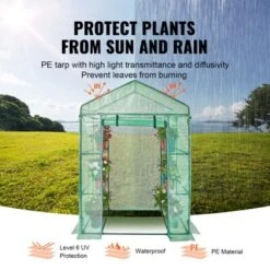 VEVOR Walk-in Green House, 4.6 X 2.4 X 6.7 Ft, Greenhouse With Shelves, High Strength PE Cover With Doors, Windows And Steel Frame,Set Up In Minutes -Vevor GUEST cdd1f89a d3cf 4a05 b052 53132433984f